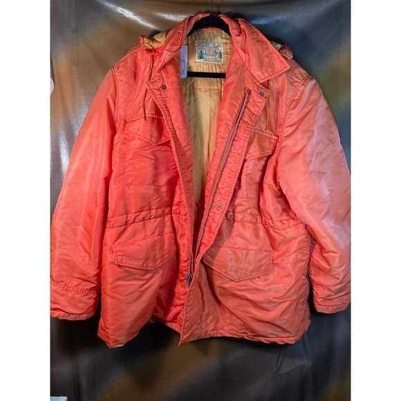 𝅺1940’S “Antler” orange outdoor hunting jacket.‎ 2x with hood